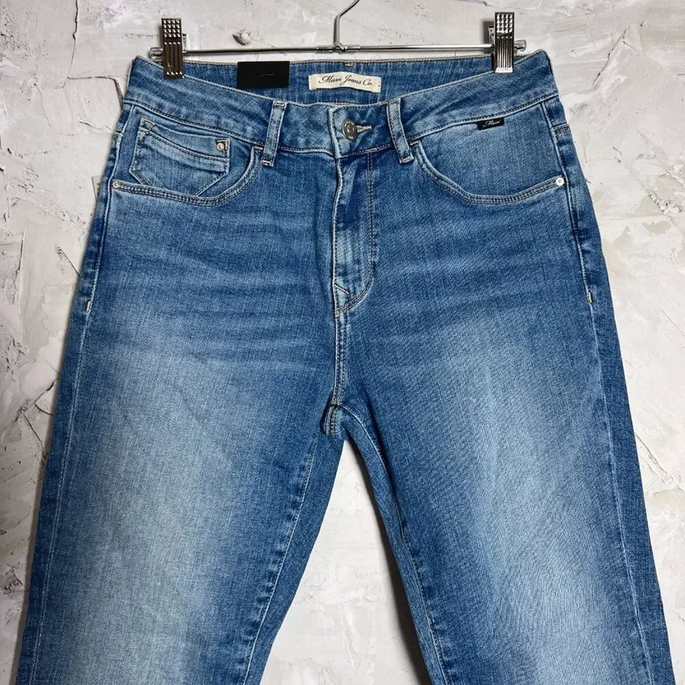 Mavi Tess High Rise Skinny Jeans Indigo Rhinestone Embellished Size 27 NWT